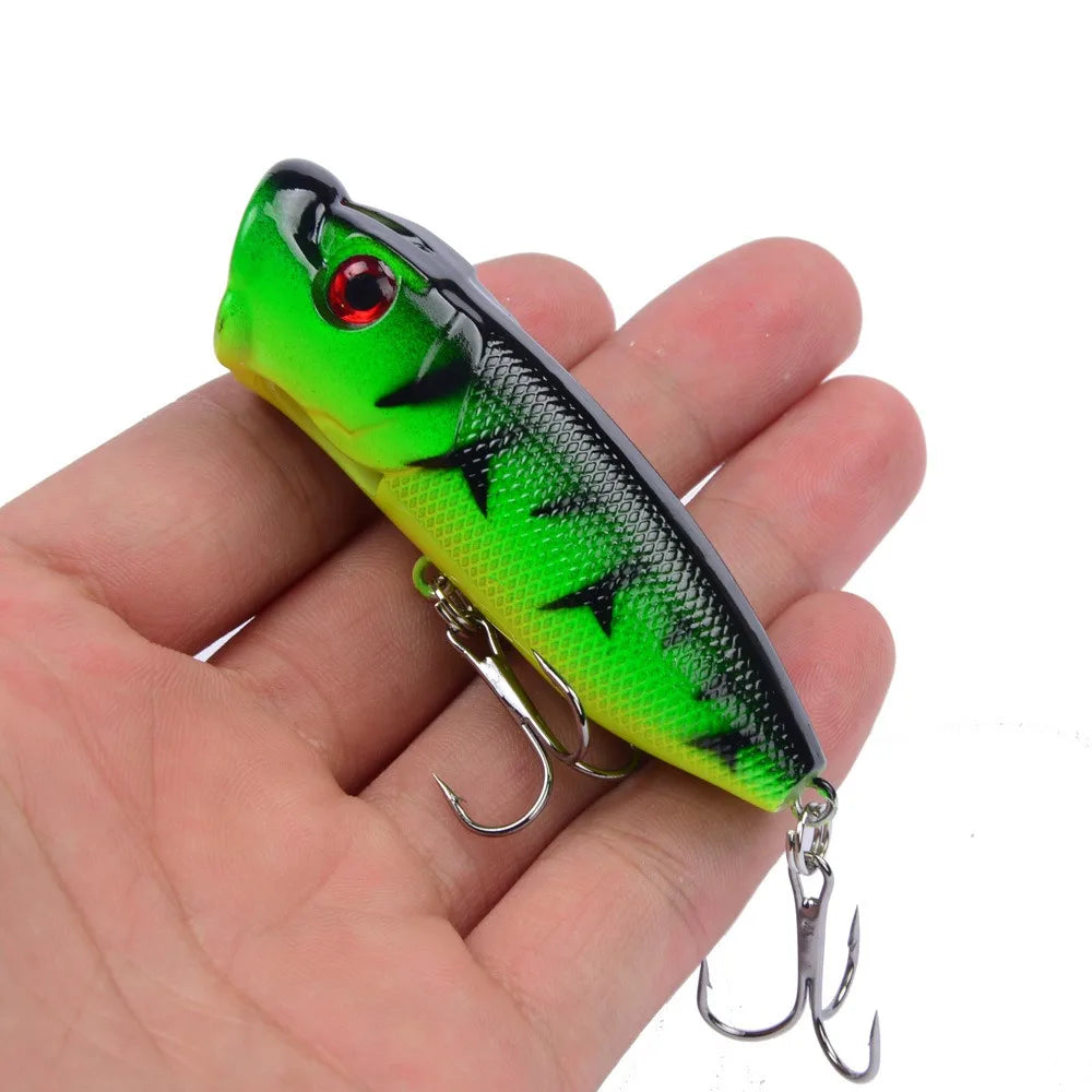 Topwater Popper Lures 6.5cm 12g Hard Bait Wobblers With 6 Hooks