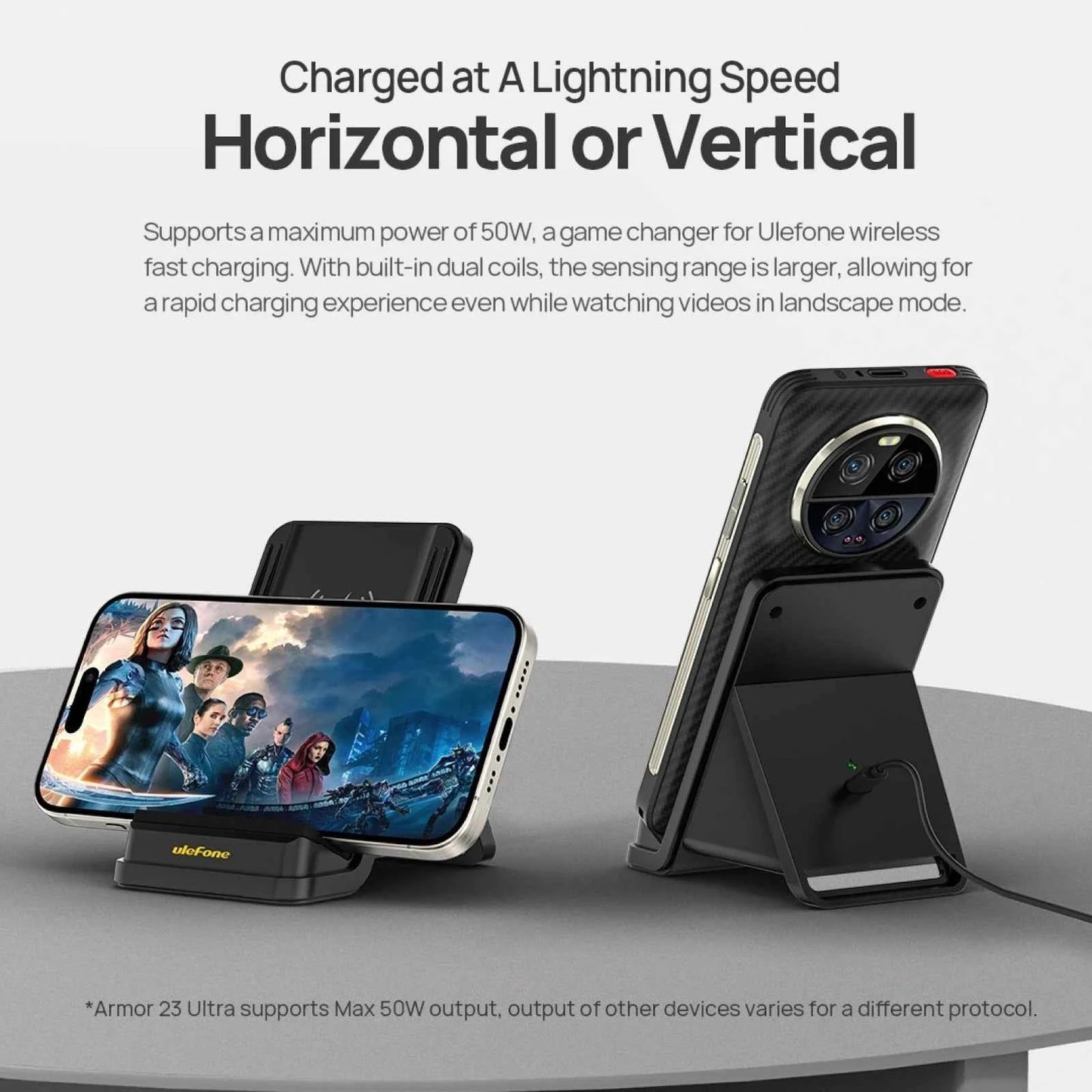 Ulefone WCS01 50W Air Cooled Wireless Charger Stand With Holder