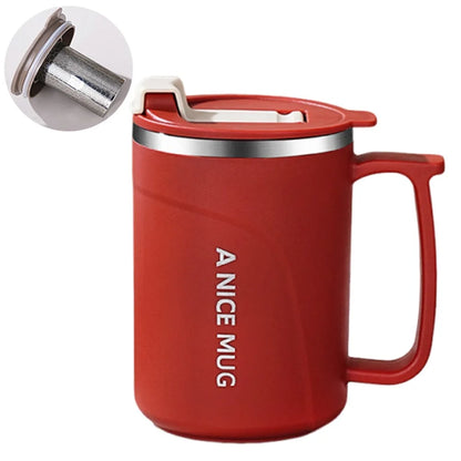 500ml Insulated Coffee Cup Stainless Steel Double-layer Vacuum Water Bottle with Tea Strainer Simple Thermos Cup Outdoor Sports