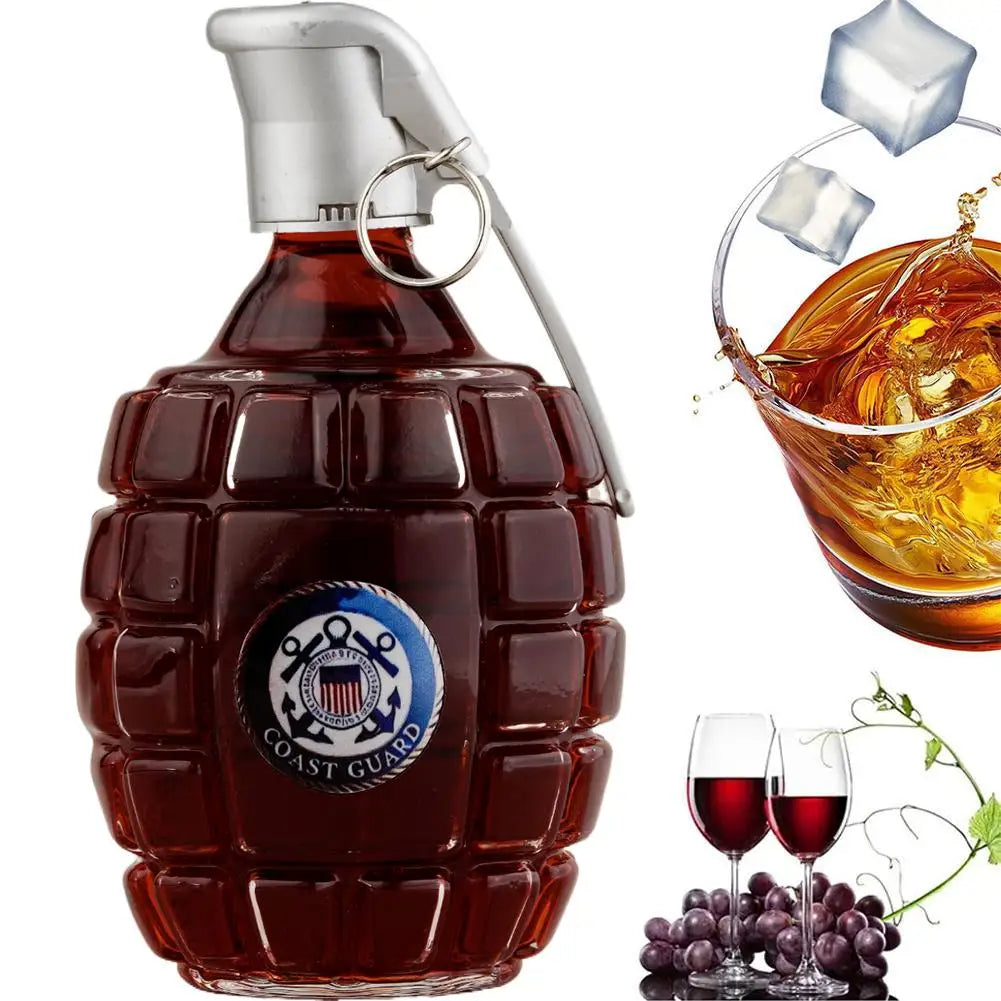 Military Hand Whiskey Bottle Grenade Engraved Liquor Bottle Sealed Whiskey Jar Storage Unique Gift For Men Bar Office Home