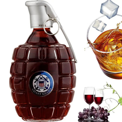 Military Hand Whiskey Bottle Grenade Engraved Liquor Bottle Sealed Whiskey Jar Storage Unique Gift For Men Bar Office Home