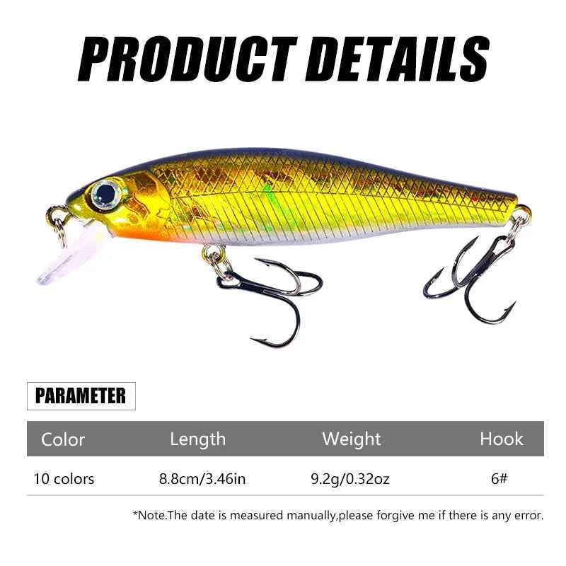 Jerkbait Crankbait Minnow Lure 8.8cm 9g Hard Bait Carp Fishing Tackle