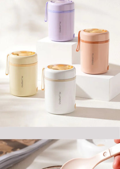 JUSTINLAU 600ML USB Electric Heating Lunch Box 304 Stainless Steel+PP Portable Food Warmer with Spoon for Working&camping Use