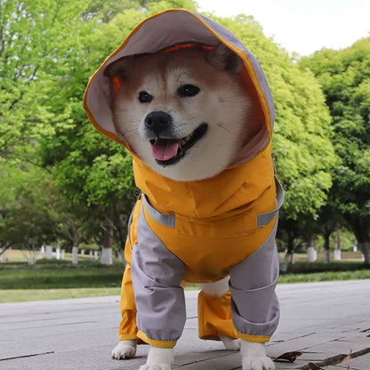 Waterproof Pet Dog Raincoat with Hat Lightweight Outdoor Dog Raincoat Reflective Stripe S-XXL Dog Rain Cape Pet Supplies