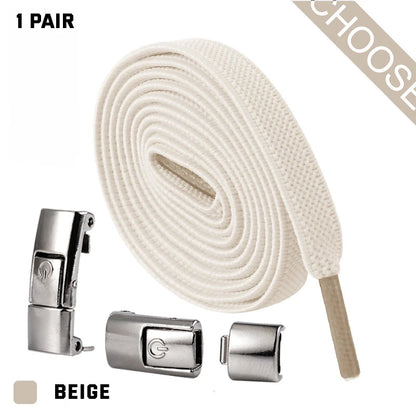 Press Lock Elastic Shoelaces 8mm Flat No Tie For Shoes Kids Adults