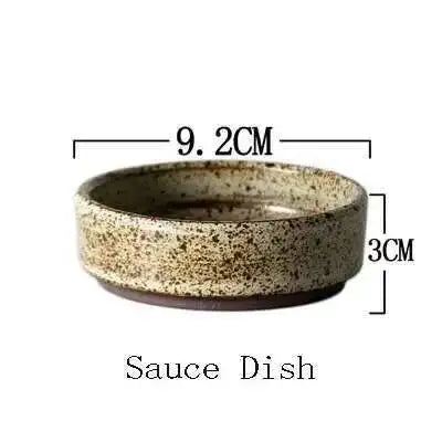 Retro Handmade Stoneware Rice Soup Bowl Tea Cup Round Steak Salad Dinner Plate Dishes Home Dining Dish Japanese Tableware Set