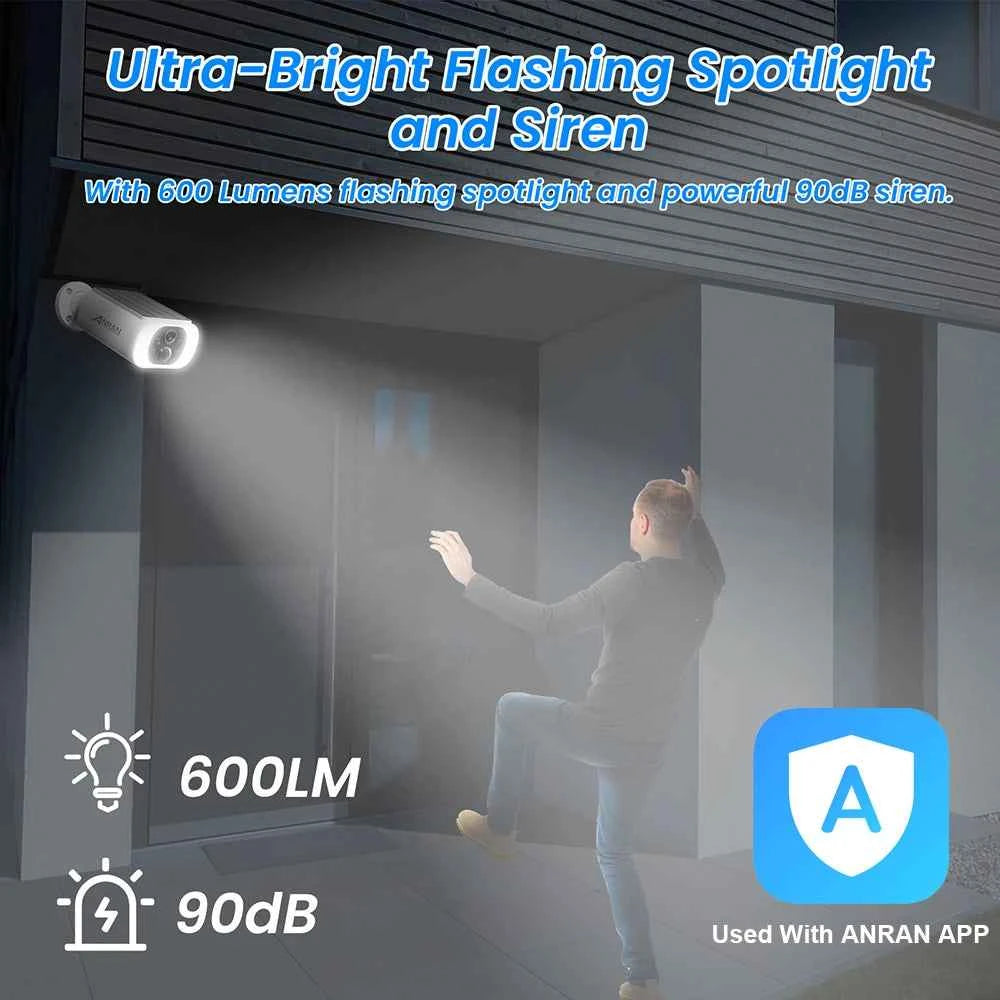ANRAN 2 3 4 Pack Outdoor WiFi Solar Battery Camera Floodlight Night Vision Alarm
