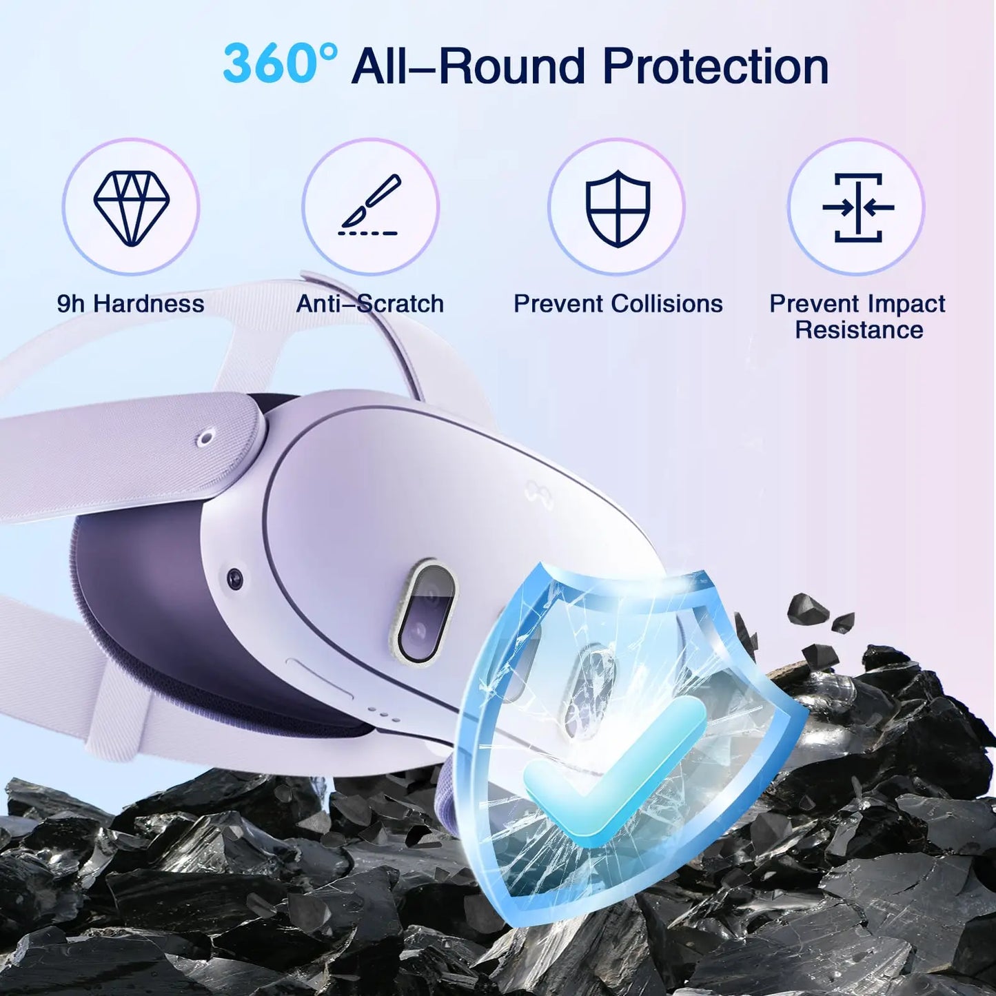Camera Lens Protector for Meta Quest 3, High Definition Lens Protector for Oculus Quest 3, Alloy Frame, Thin 9H Tempered Glass