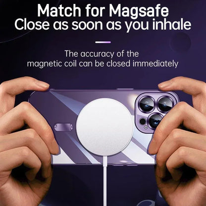 Transparent Magnetic Wireless Charging Case For Magsafe For iPhone 16 15 14 Plus 13 12 11 Pro Max Plating Soft Silicone Cover