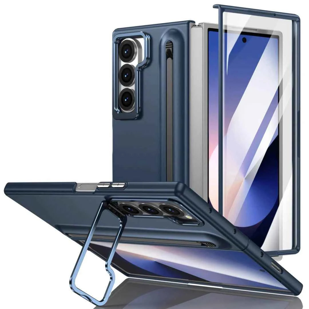 Phone case with S Pen for Galaxy Fold6 Fold5 Built in Screen Protector Phone Cover with Foldable Kickstand Fold4 Fold3  Cover