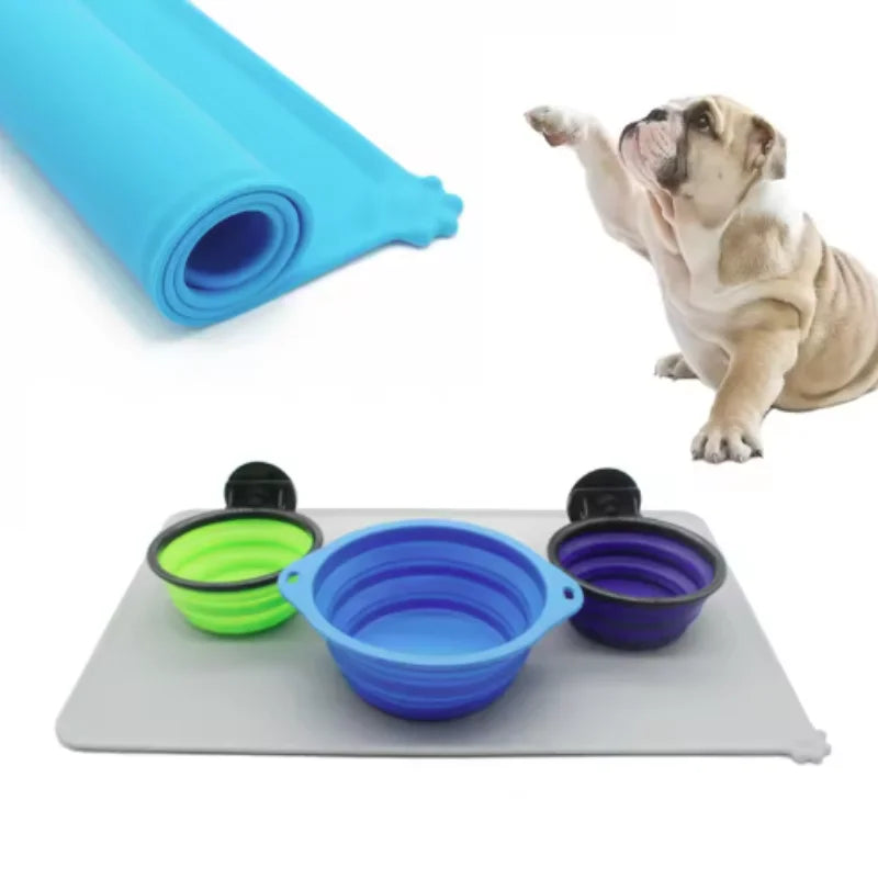 Silicone Pet Meal Mat Waterproof Anti-Slip Cat Food Mat Puppy Feeding Bowl Mat No Cleaning Required Pet Accessories