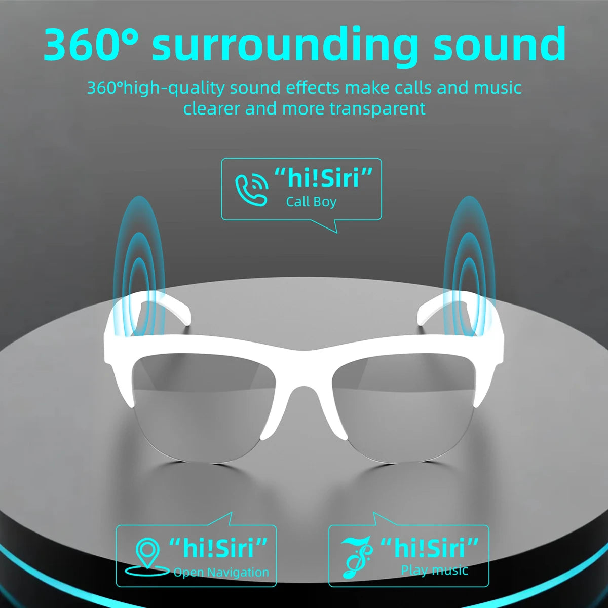 2026 New Hot Sale AI Assistant Smart Glasses 360° HD Sound Smart Touch Control Phone Answer Call Anti-UV Lenses IP4 Riding Gifts