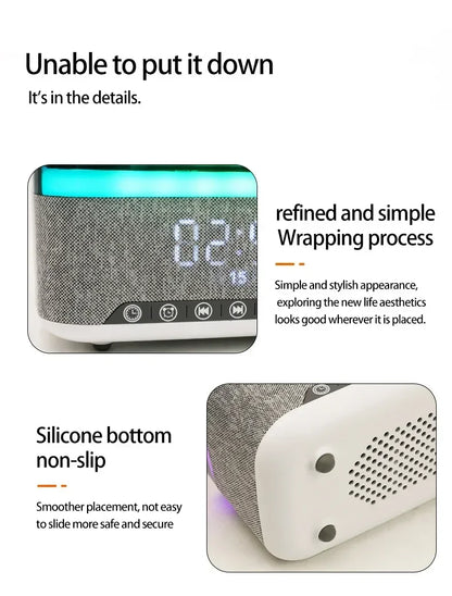 New Smart 6-in-1 Bluetooth Speaker 60W Wireless Charger Bedhead Night Light Alarm Clock LED Clock with FM Radio Music Cente