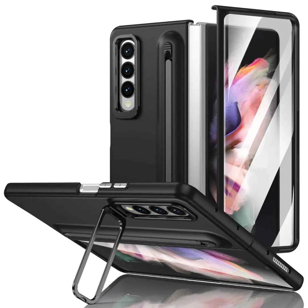 Phone case with S Pen for Galaxy Fold6 Fold5 Built in Screen Protector Phone Cover with Foldable Kickstand Fold4 Fold3  Cover