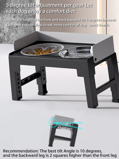 Collapsible Elevated Dog Bowls Adjustable Raised Stand with Double Stainless Steel Food Water Bowls for Small Medium Large Dogs