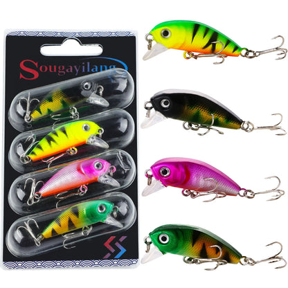 Sougayilang Hard Crankbait Lure 3 Pcs Set Swimming Wobblers For Bass Trout