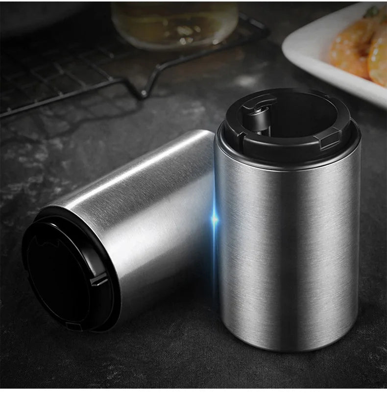 Stainless Steel Automatic  Beer Bottle Opener No Bend Push Down Cap - Easy Open for Beer and Soda Glass Bottles Kitchen Opener