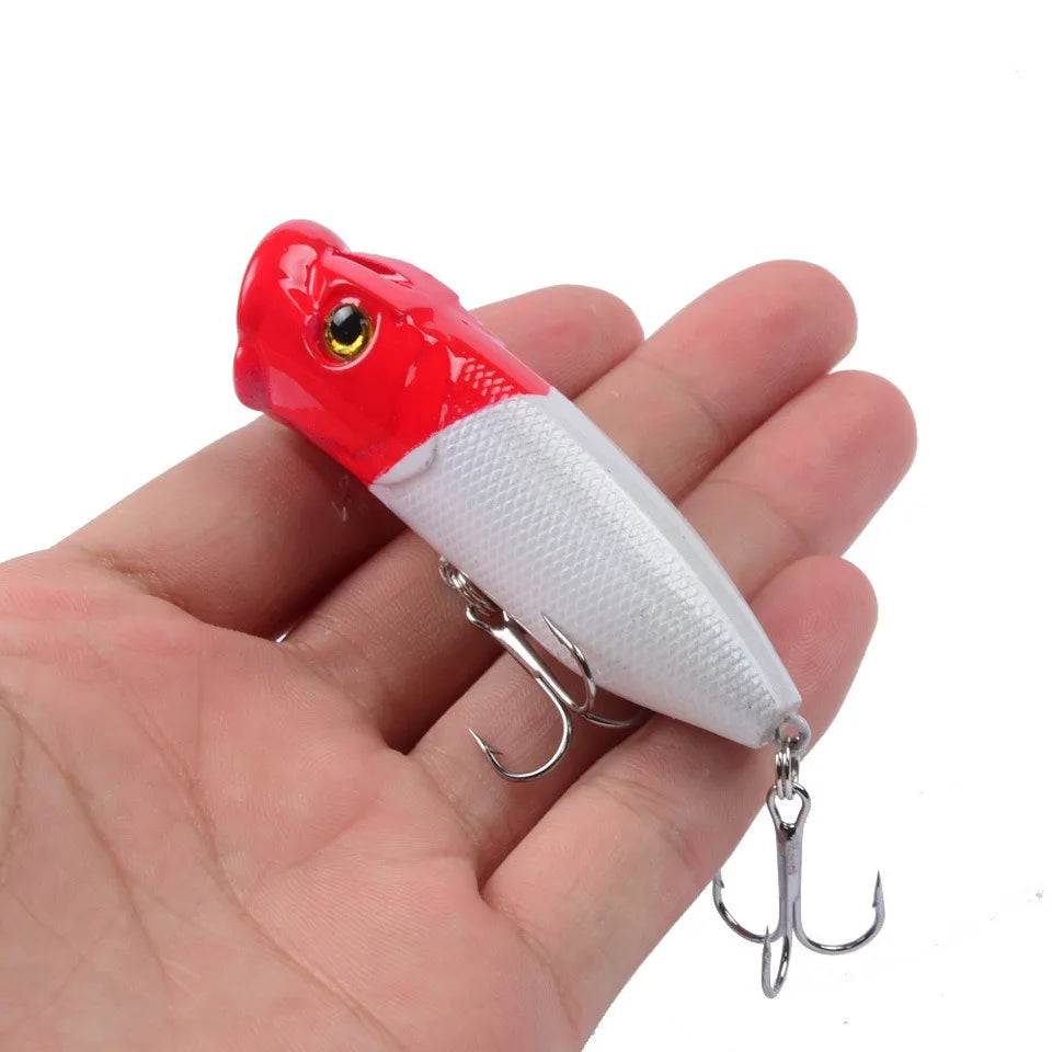 Topwater Popper Lures 6.5cm 12g Hard Bait Wobblers With 6 Hooks