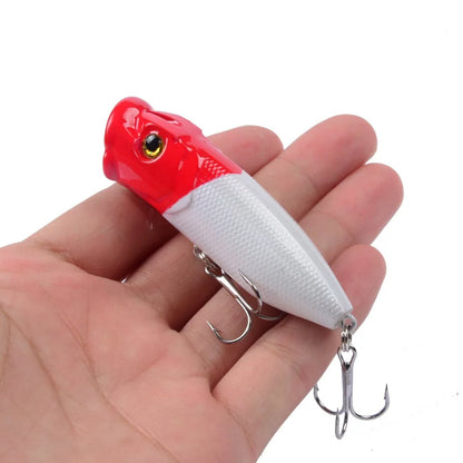 Topwater Popper Lures 6.5cm 12g Hard Bait Wobblers With 6 Hooks