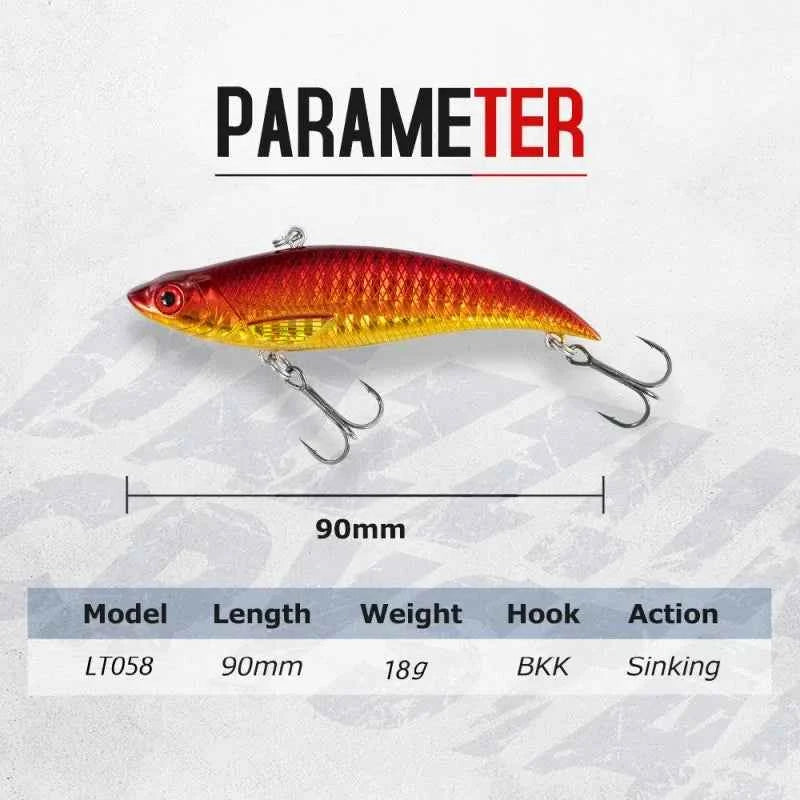Tsuyoki Ice Fishing Lure 90mm 18g Sinking Vib Lures Wobblers Rattlin Vika 90S