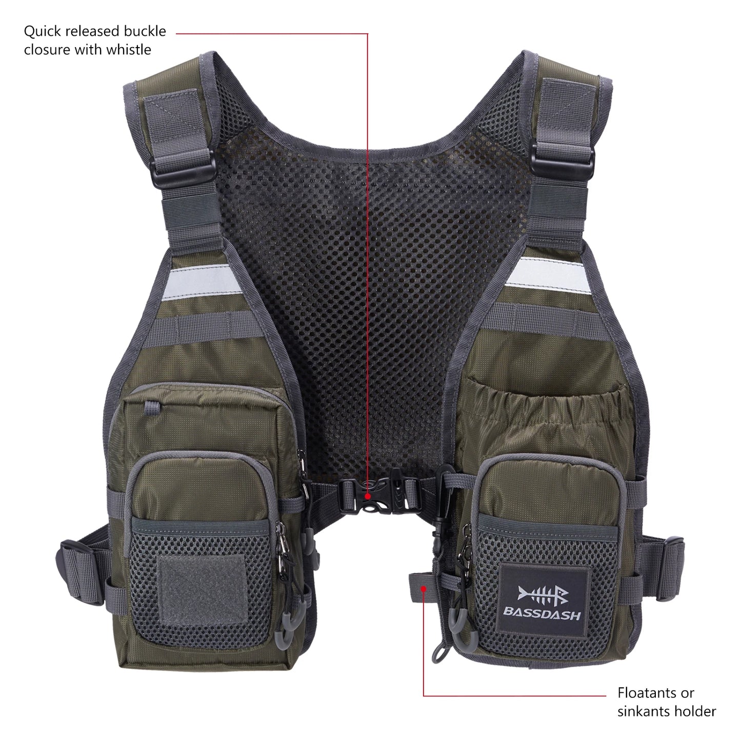 Bassdash Unisex Fly Fishing Vest Chest Pack Ultra Lightweight One Size Fits Most