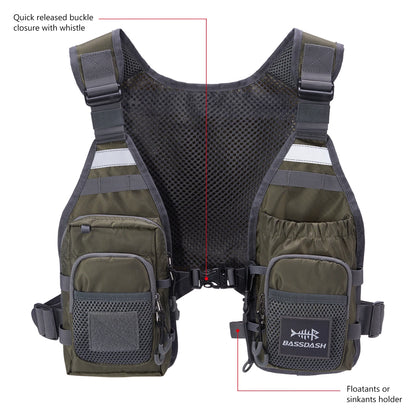 Bassdash Unisex Fly Fishing Vest Chest Pack Ultra Lightweight One Size Fits Most