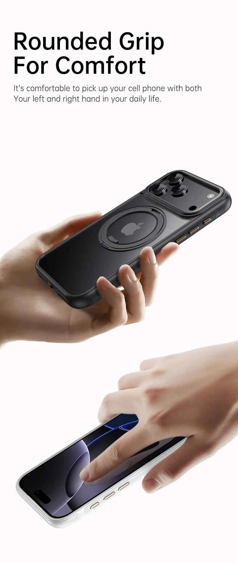 Transparent Magnetic Case for iPhone 17 Air 16 Plus 15 14 13 17 Pro Max 16e 360° Rotating Ring Holder Kickstand Cover LMD003