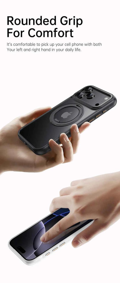 Transparent Magnetic Case for iPhone 17 Air 16 Plus 15 14 13 17 Pro Max 16e 360° Rotating Ring Holder Kickstand Cover LMD003