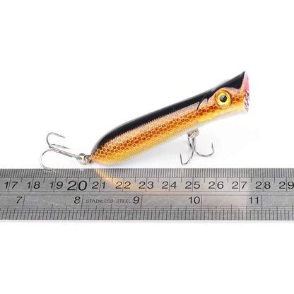 Popper Hard Bait Wobbler Lure 80mm 12g 6 Hook Floating Trailer Ocean Fishing