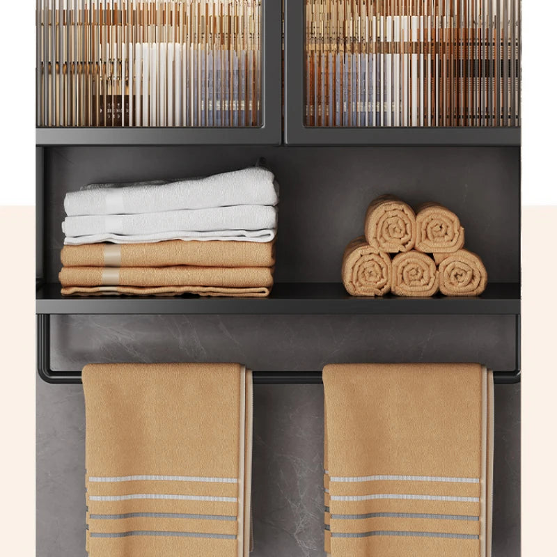 PP+PS Bathroom Storage Rack Wall Mounted Cream Style Towel Holder  Dustproof Toilet Organizer  Cosmetic Counter Shelf