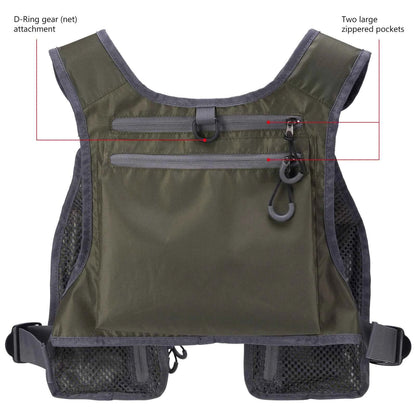 Bassdash Unisex Fly Fishing Vest Chest Pack Ultra Lightweight One Size Fits Most