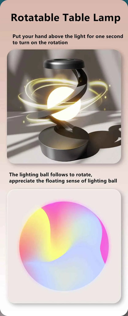 Rotating Floating Table Lamp With 15W Wireless Charger And RGB Light