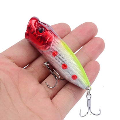 Topwater Popper Lures 6.5cm 12g Hard Bait Wobblers With 6 Hooks