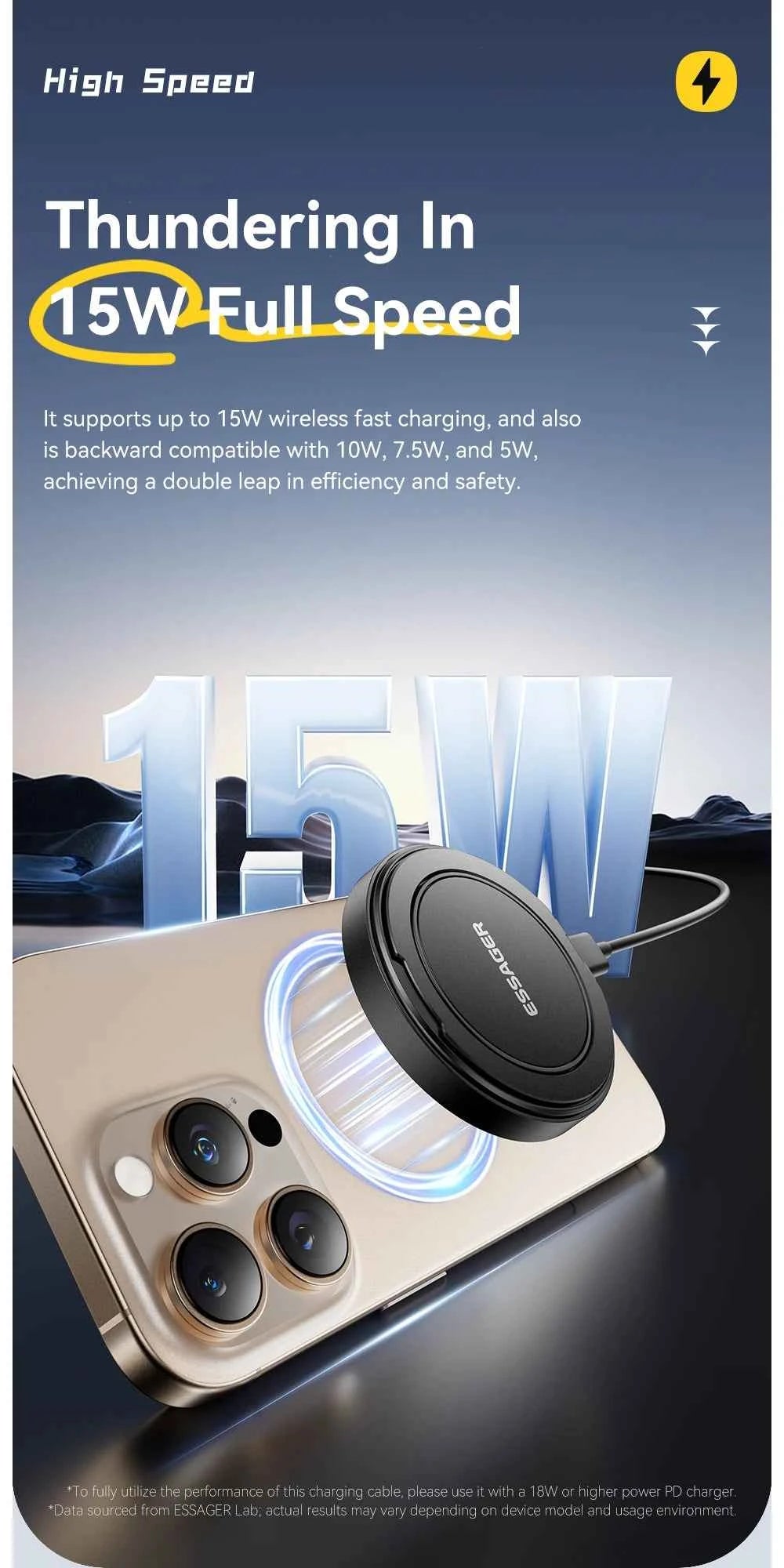 Essager Magnetic Wireless Charger With Holder 15W Fast Charge For iPhone 14 Pro