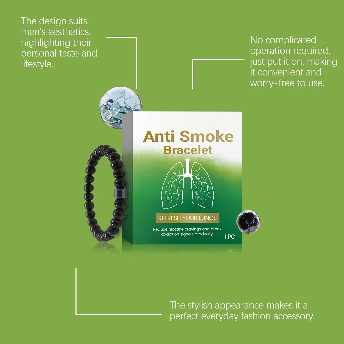 Quit Smoking Bracelet Control Smoking Dispel Addiction Anti Anxiety Lung Detox Cleansing Smoke Cessation Bracelets For Men Women