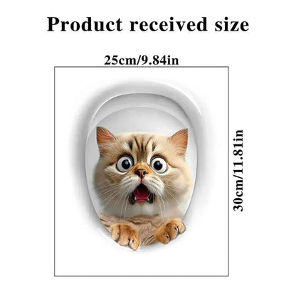 Funny 3D Cat Toilet Stickers Self-adhesive DIY Wall Sticker Squirrel Water Resistant Toilet Seat Decals