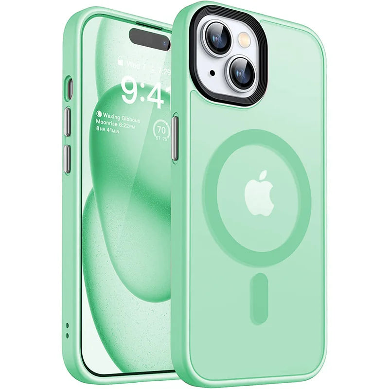 Magsafe Magnetic Luxury Armor Shockproof Case For iPhone 16 15 14 13 12 11 Pro Max Plus Wireless Charge Cover Matte Translucent