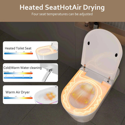 Smart Bidet Toilet Seat Heated Seat Self-Cleaning Nozzle Foam Shield Automatic Lid LED Display Remote Control for Kids Adults