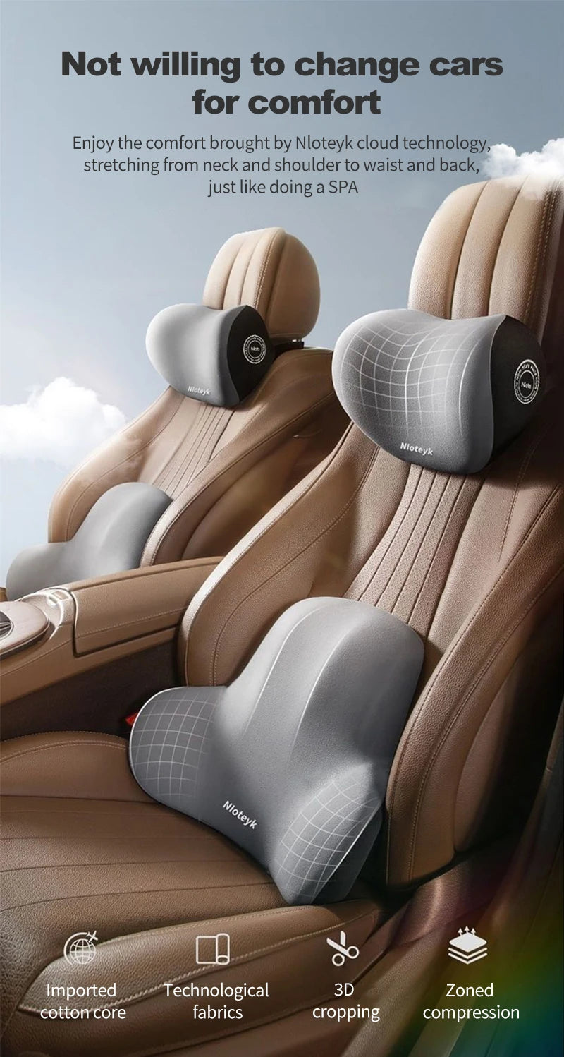 Car Neck Pillow Memory Foam Protection Lumbar Backrest Cushion Lumbar Cushion Car Headrest Seat Travel Interior Accessorie
