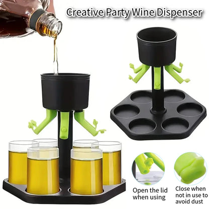 Creative plastic tray dispenser with bracket, with six cups, wine, whiskey, beer, birthday party, Christmas, bar tools