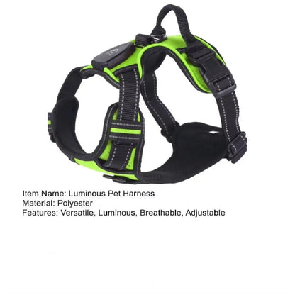 Light Up LED Dog Harness Rechargeable Adjustable Luminous Pet Chest Strap Soft Flashing Dog Glow Vest for Night Walking