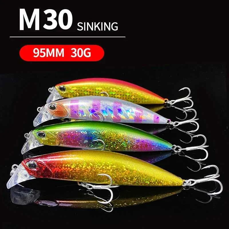 95mm 30g Heavy Sinking Minnow Lures Deepwater Casting Wobbler Seabass Trout