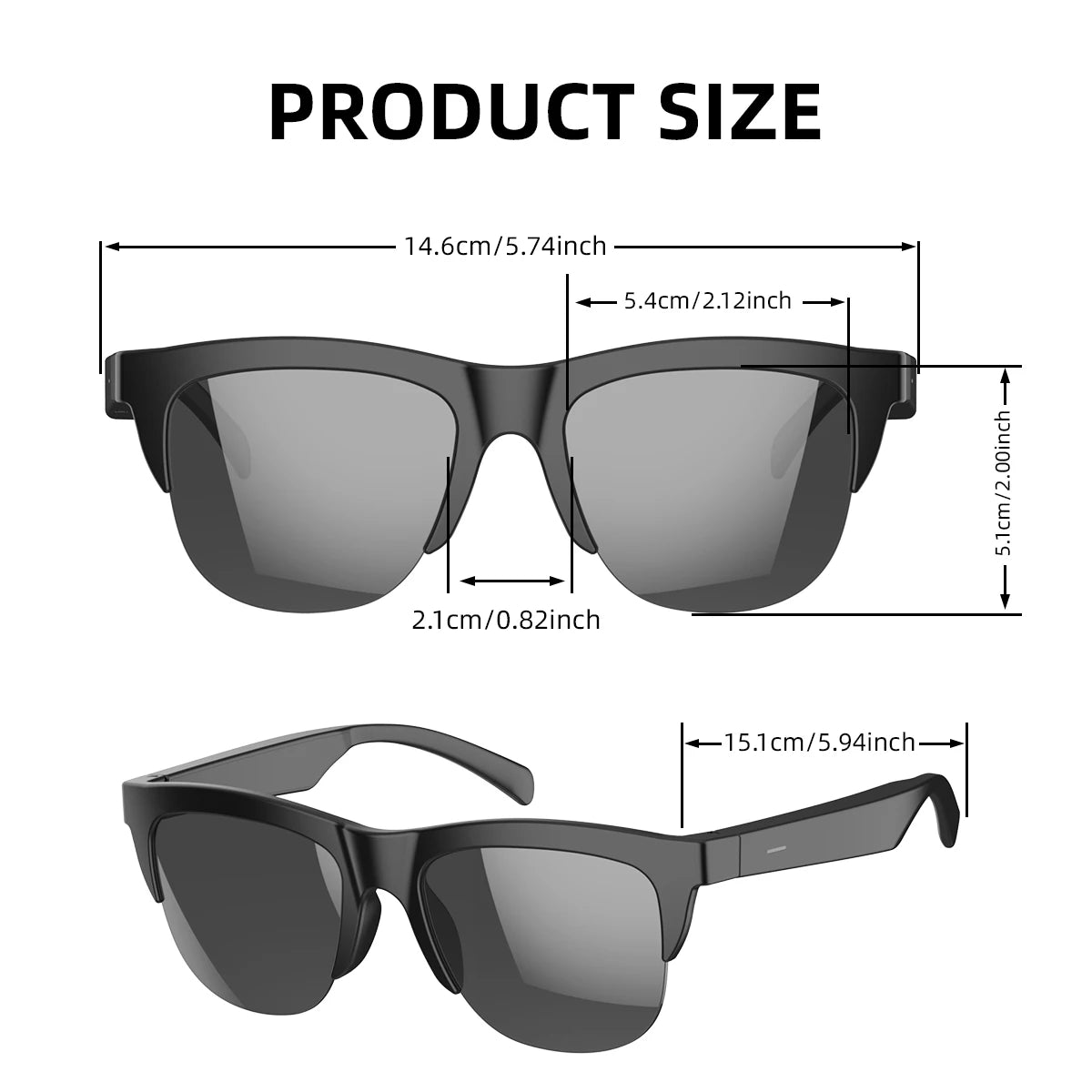 2026 New Hot Sale AI Assistant Smart Glasses 360° HD Sound Smart Touch Control Phone Answer Call Anti-UV Lenses IP4 Riding Gifts