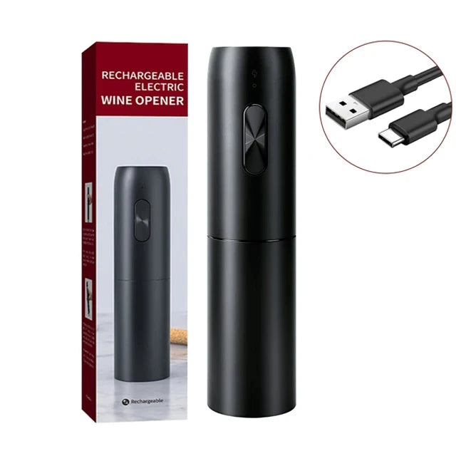 Electric Wine Bottle Opener Gifts Set Rechargeable Black Automatic Wine Opener with Led Light USB Charging Wine Corkscrew Kit