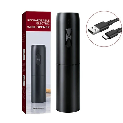 Electric Wine Bottle Opener Gifts Set Rechargeable Black Automatic Wine Opener with Led Light USB Charging Wine Corkscrew Kit