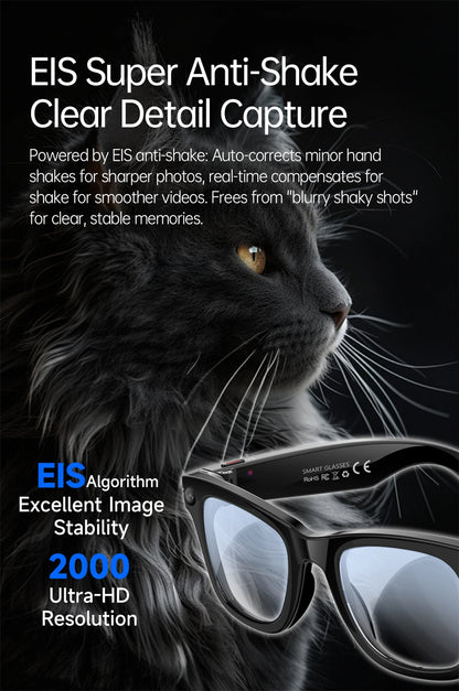 New AI 5MP Camera Smart Glasses 290mAh Waterproof Voice Call Music Bluetooth Smart Sunglasses Video Record Translation Glasees