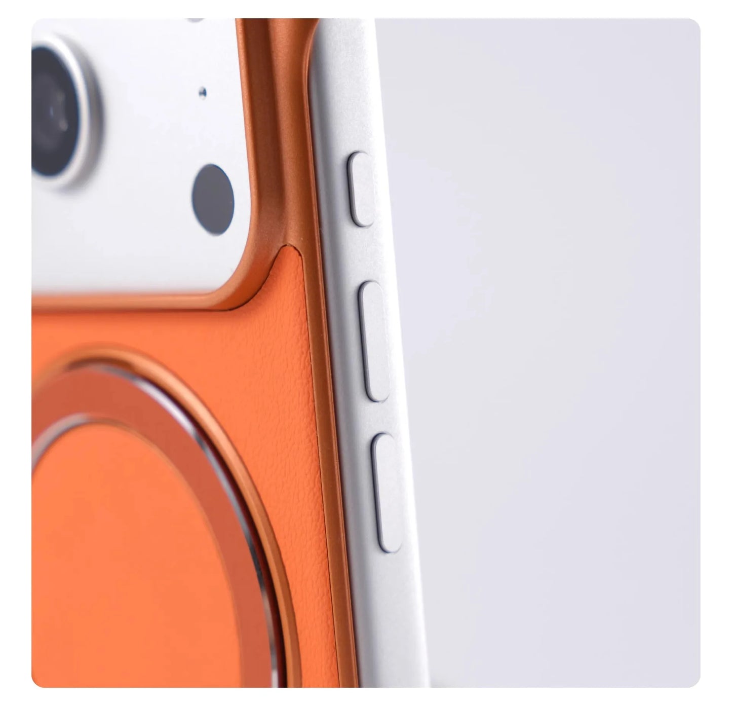 Borderless Leather Ring Holder Bracket Phone Case For iPhone 17 Air 16 15 14 13 12 11 Pro Max Plus Magnetic Magsafe Hard Cover