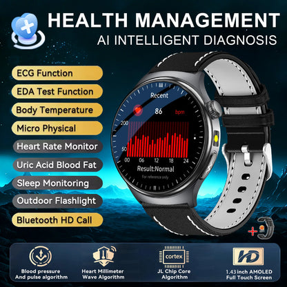 2026 New upgrade Health Check Smart Watch ECG Blood Lipid Uric Acid Body Fat BP Sport Waterproof HD Call Smart Watch Man Women