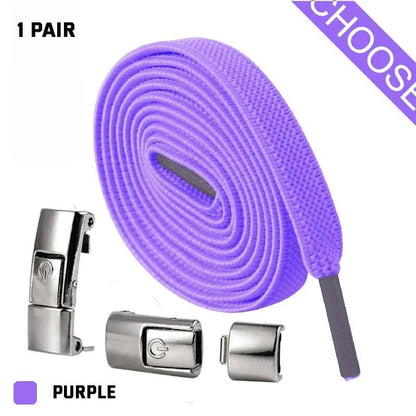 Press Lock Elastic Shoelaces 8mm Flat No Tie For Shoes Kids Adults
