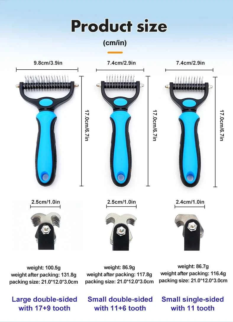 Pet Knot Remover Comb for Dogs & Cats - Dematting Tool with Stainless Steel Blades - Detangling Brush for Matted Hair - Professi